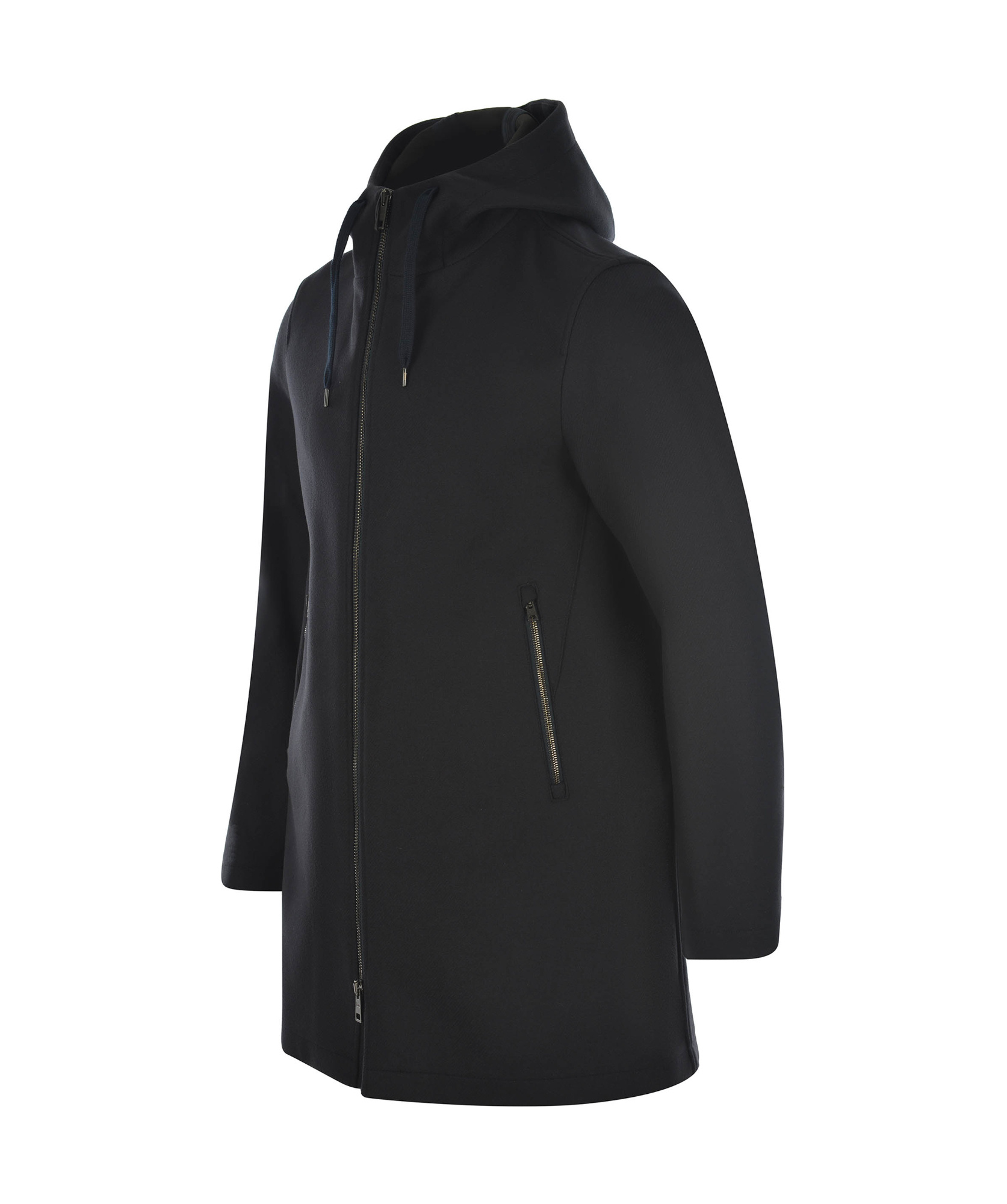 Herno Long Scuba Jacket With Hood And Side Zip Pockets In Black