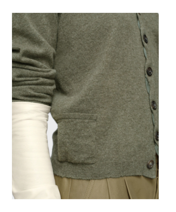 Maison Margiela Puff-sleeve Button Cardigan In Green