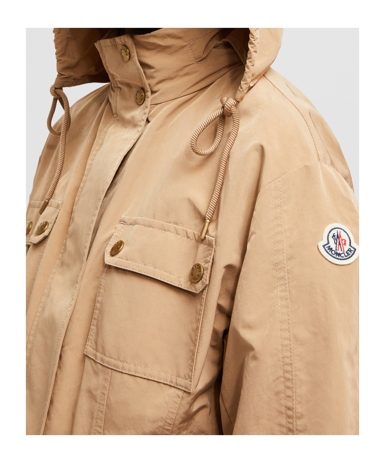 Moncler Seven-quarter Sleeve Parka Coat In Brown