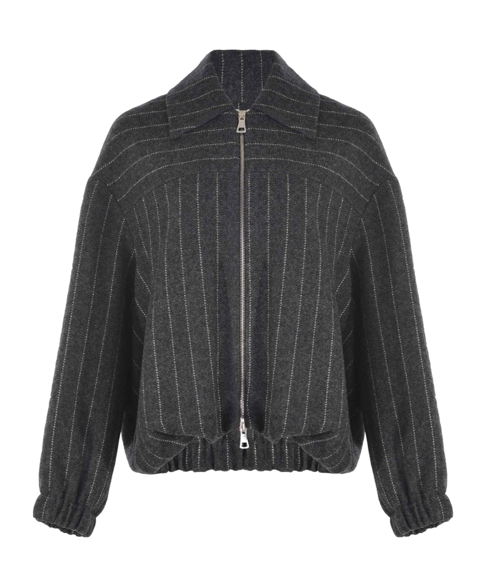 Alysi Striped Zip-up Jacket In Black