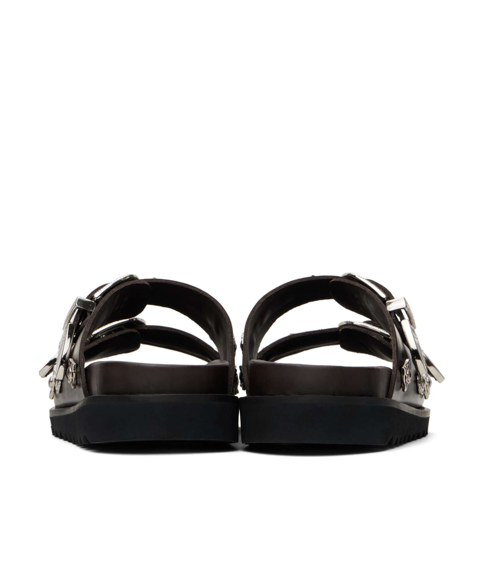 Toga Pin Button Detail Slippers In Black