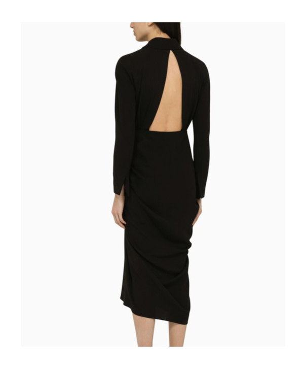 Dries Van Noten Draped Detail Wool Blend Dress In Black