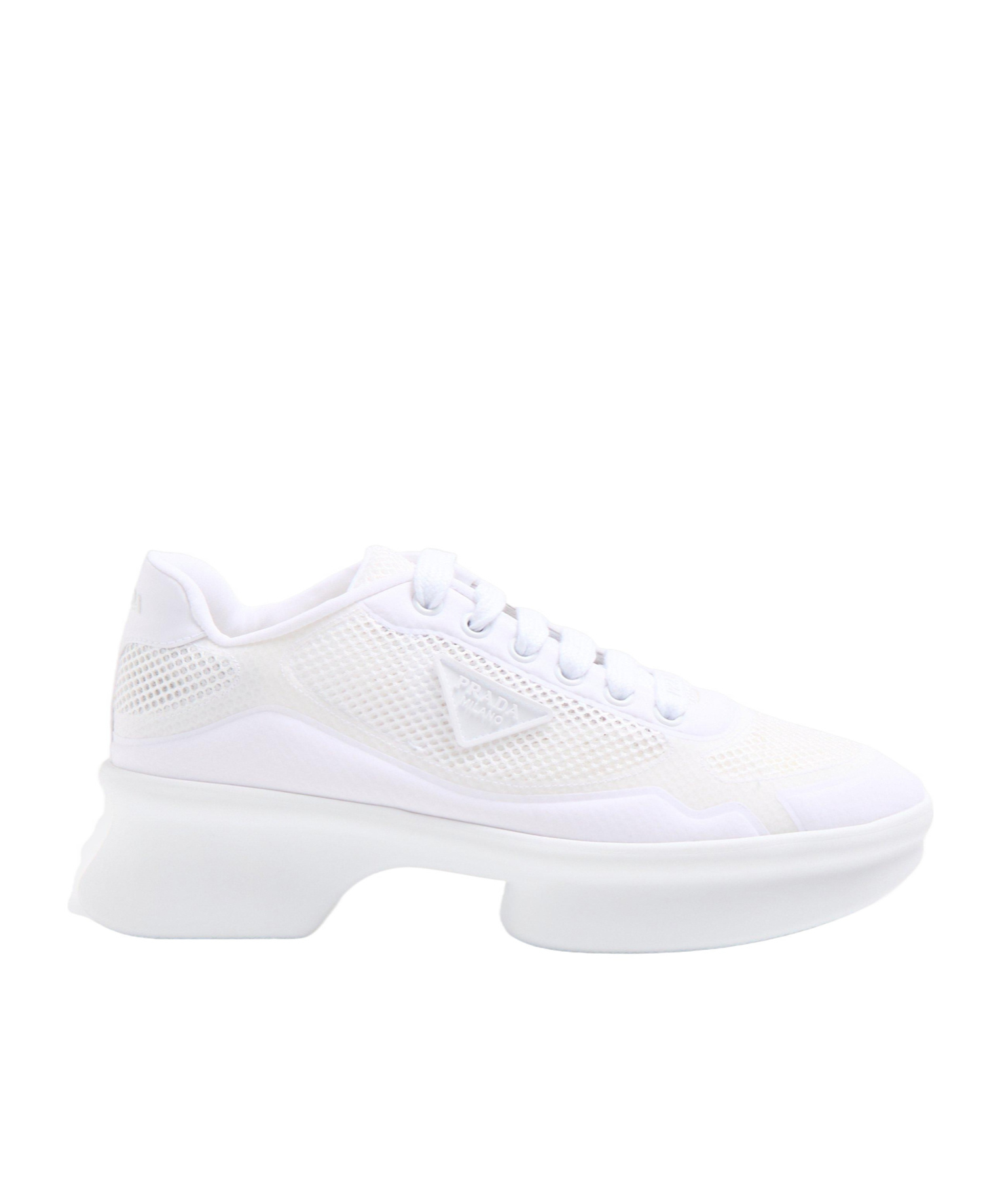 Prada Lace-up Platform Sneakers In White