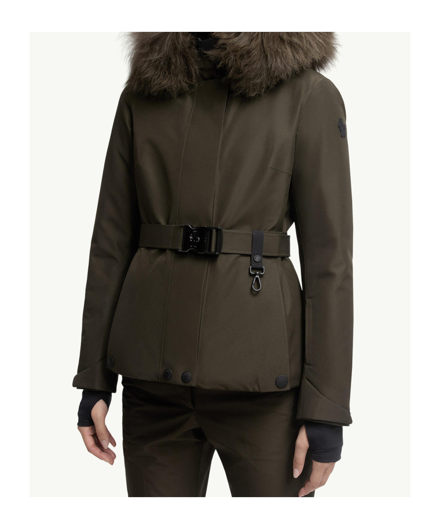 Moncler Laplance Gore-tex Shearling-trimmed Hooded Down Ski Jacket In Brown