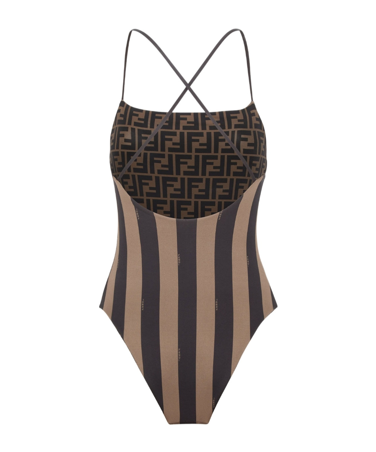 FENDI BROWN LYCRA REVERSIBLE SWIMSUIT 