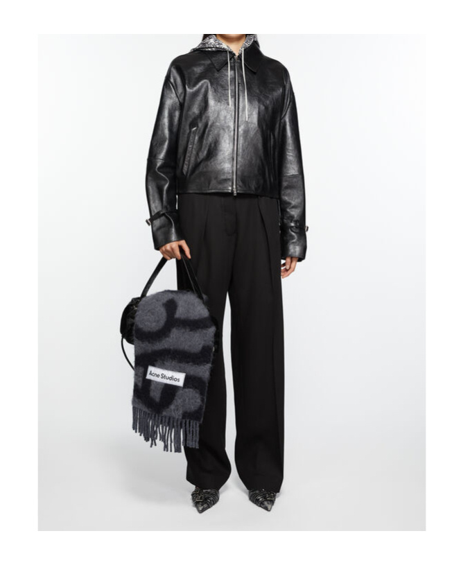 Shop Acne Studios Logo Scarf In Black