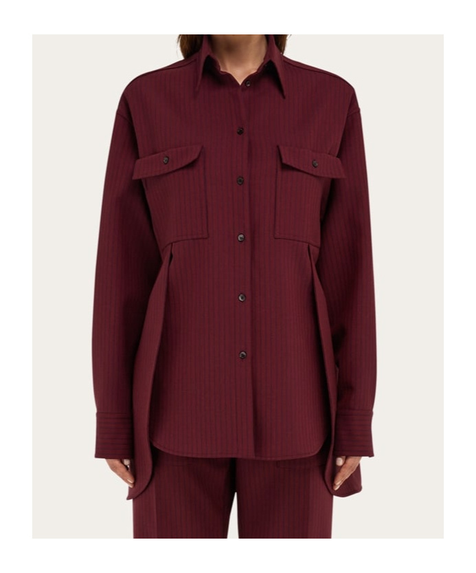 Ferragamo Striped Loose Shirt In Red