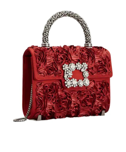 Roger Vivier Rose-embellishment Tote Bag In Red