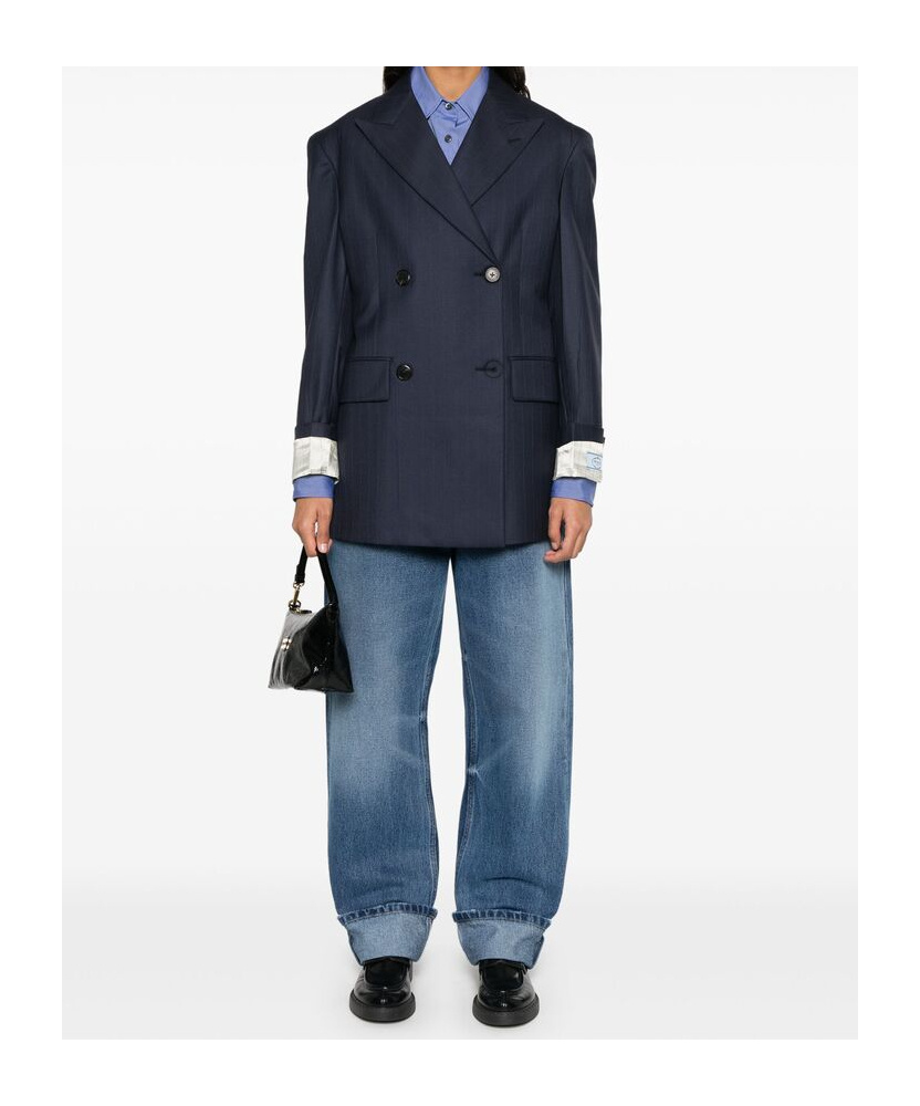 Prada Double-breasted Blazer In Blue