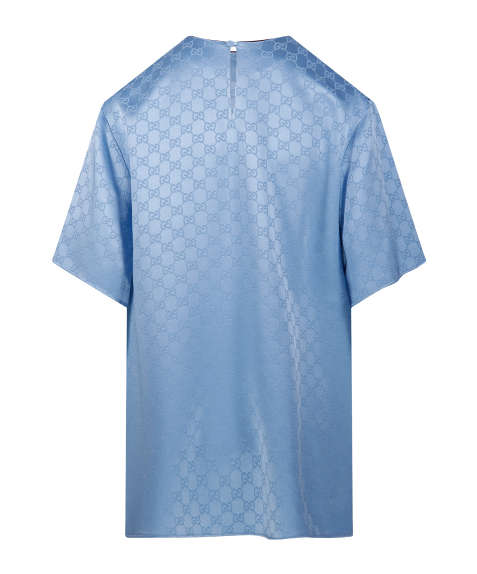 Gucci Light Blue Gg Satin Top In Gray