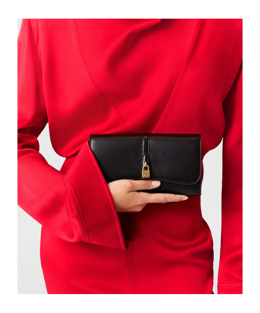Stella Mccartney Ryder Padlock Flap Continental Wallet Bag In Black