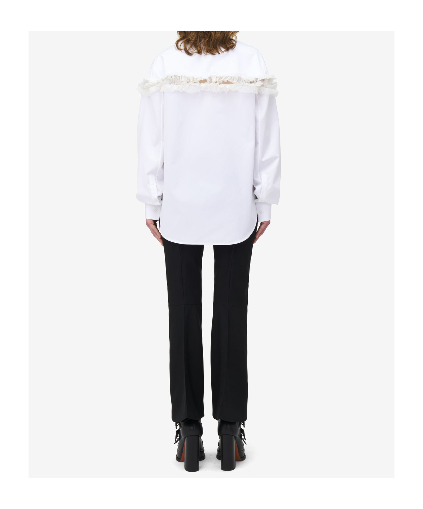 Alexander Mcqueen Slashed Creponne Detail Oversized Shirt In Optic White