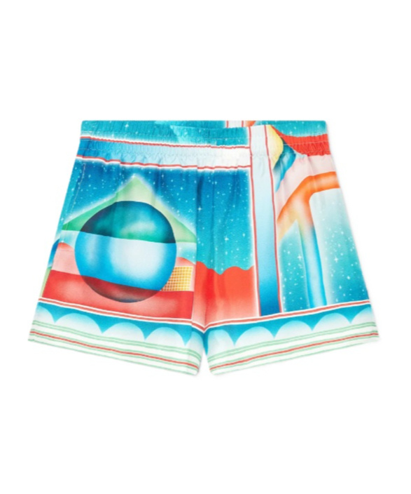 Casablanca Shorts In Multicolor Silk In Blue