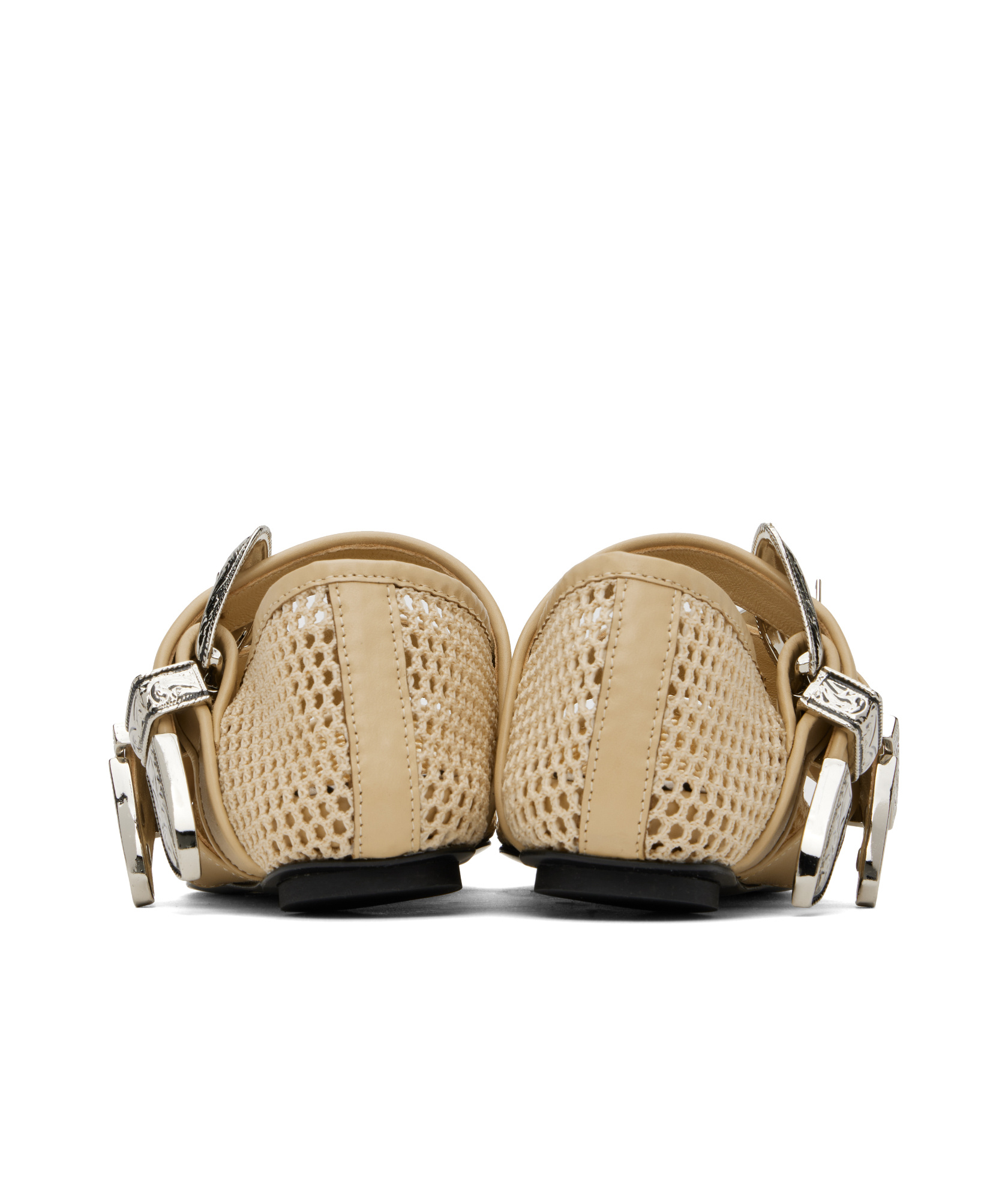 Toga Ssense Exclusive Beige Crochet Net Jet Ballerina Flats In Nude