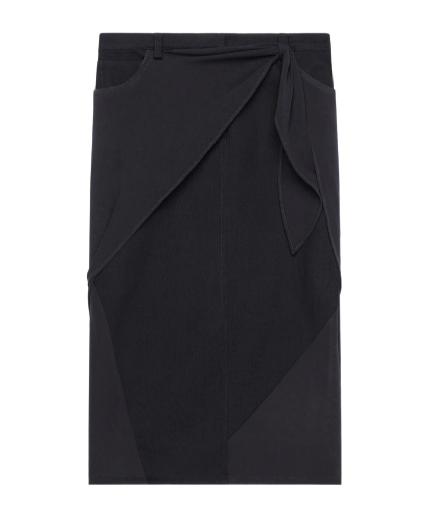 Courrèges Draped Wrap Detail Midi Skirt In Black