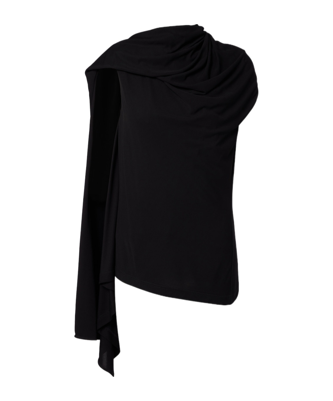 The Row Isadra Draped Crepe-jersey Top In Black