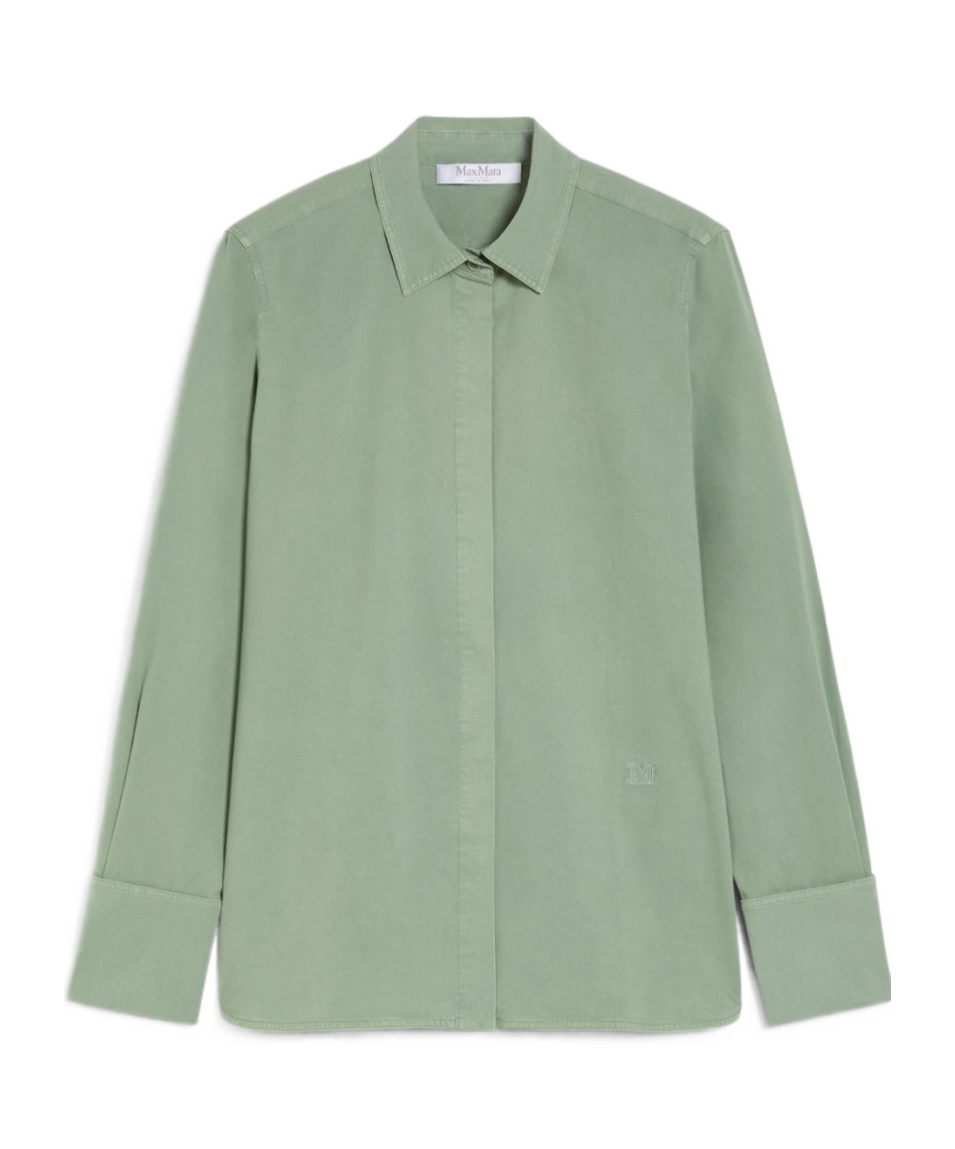Max Mara French Collared Shirt With Back Yoke And Pleat In Gray
