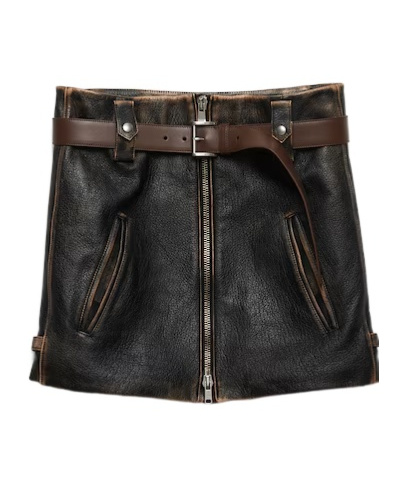 Prada Leather Mini Skirt In Black