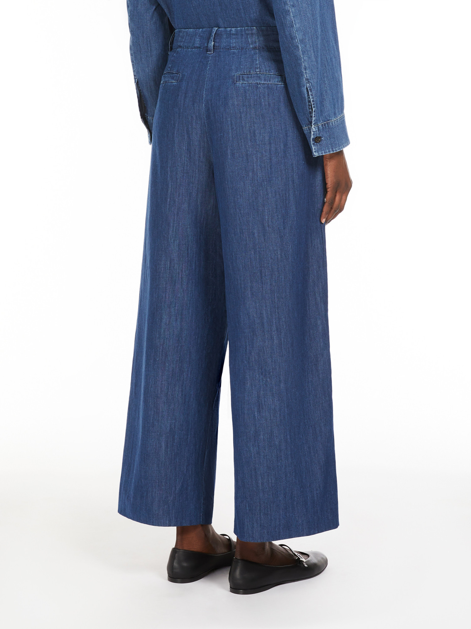 Max Mara Belt-loop Denim Wide-leg Pants In Blue