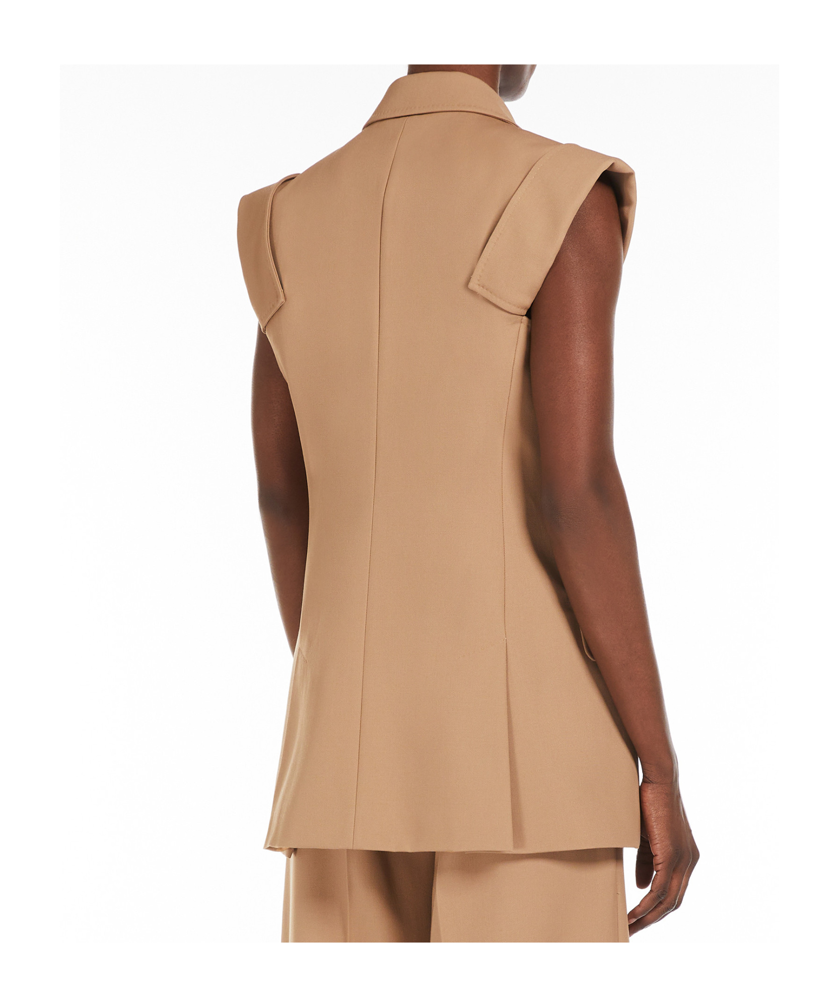 Max Mara Sleeveless Gabardine Jacket In Nude