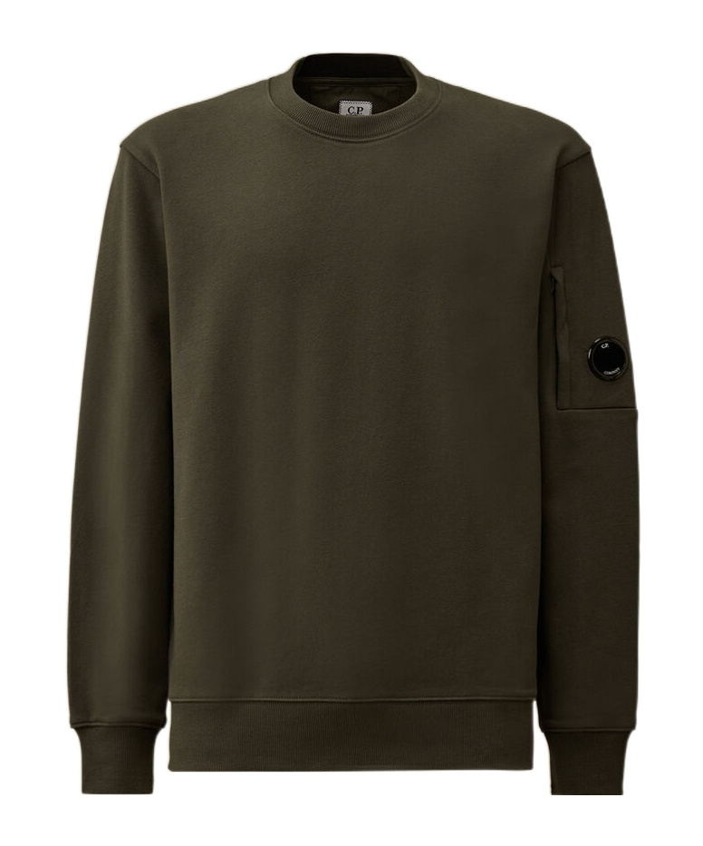 C.p. Company Lens-detail Crew-neck Sweatshirt In Green