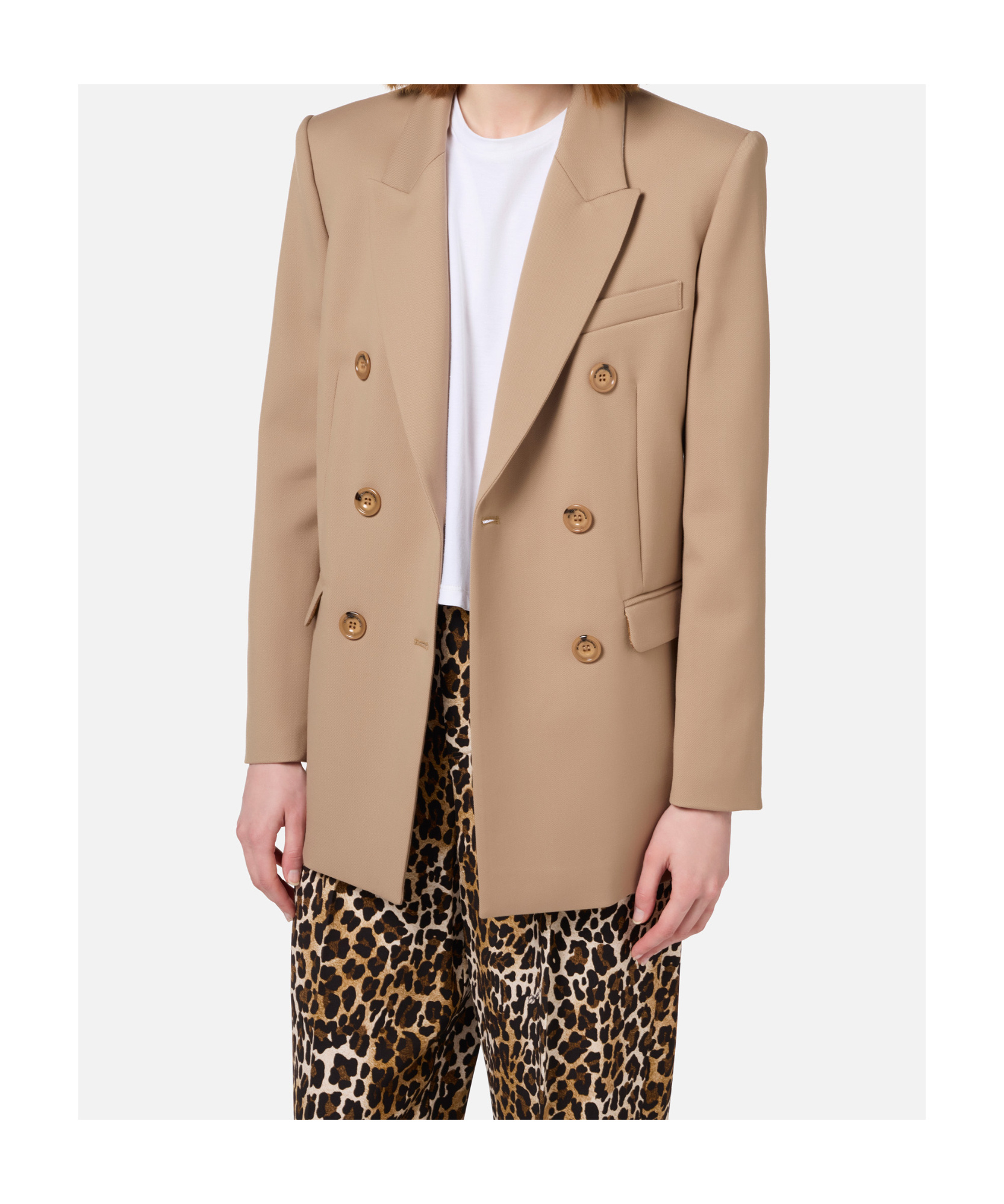 Elisabetta Franchi Double-breasted Jacket In Camel