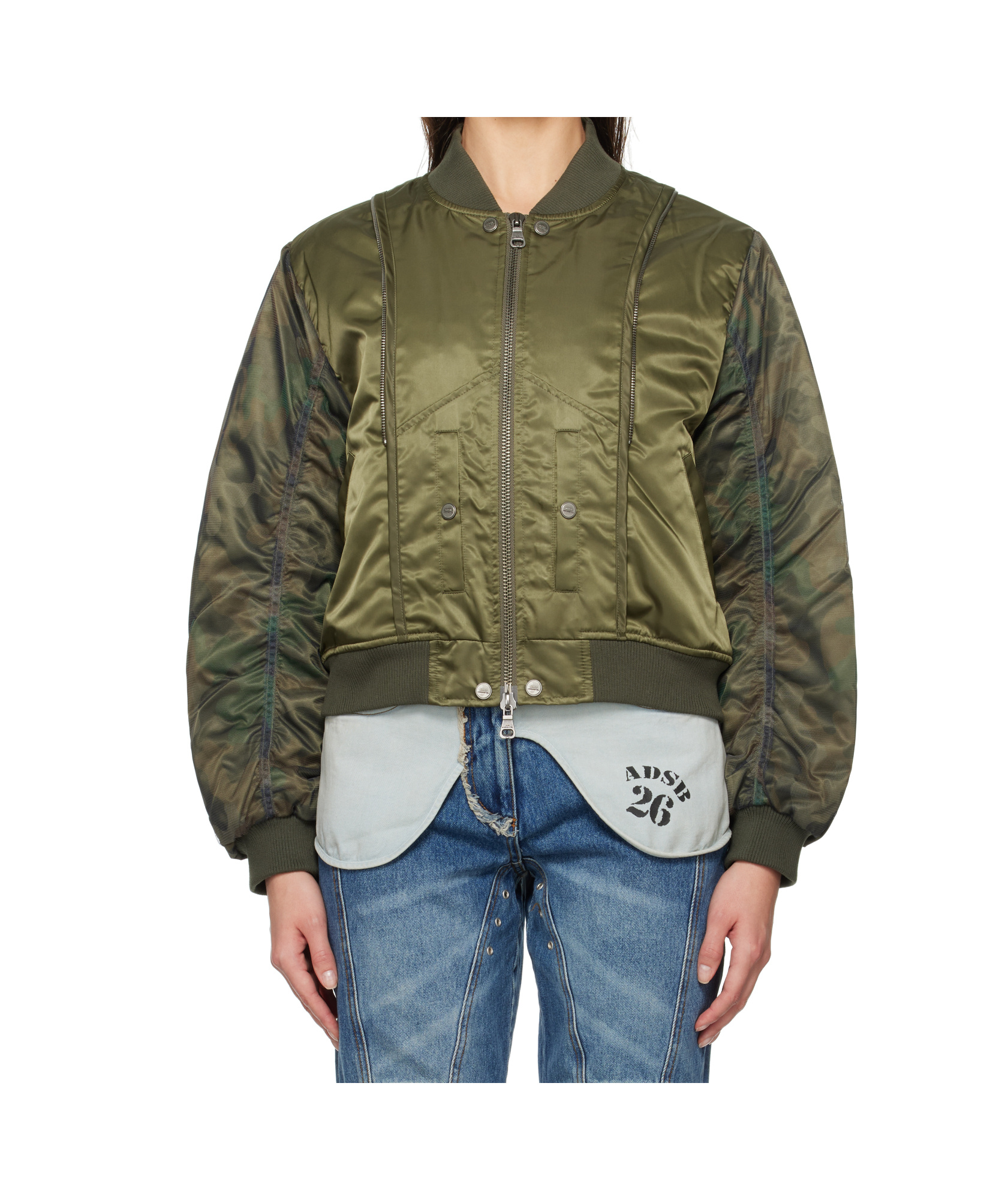 Andersson Bell Mesh-sleeve Bomber Jacket In Green