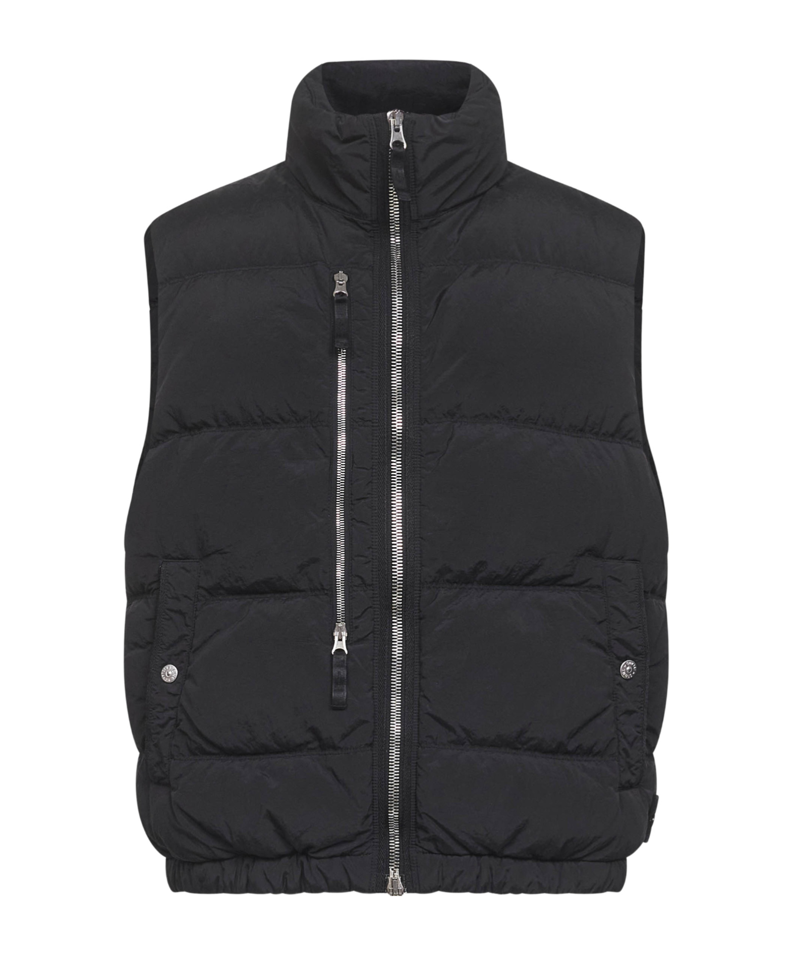 Stone Island Down Vest With Anti-drop And Dual Zip Pockets In Black