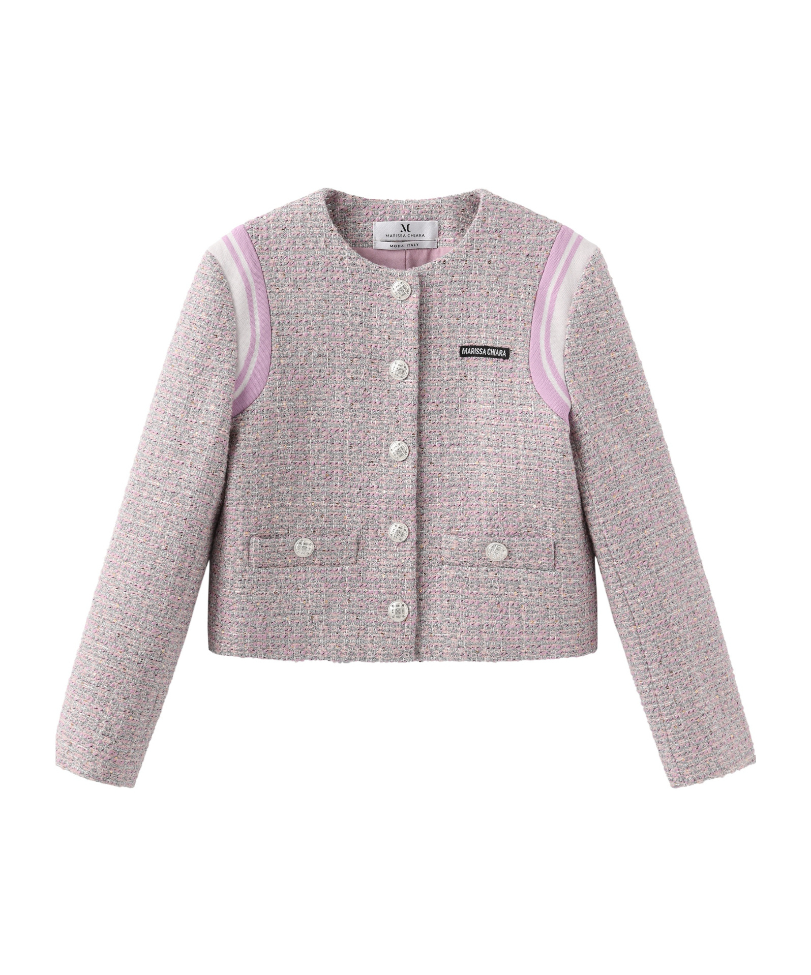 Marissa Chiara Round-collar Casual Jacket In Purple