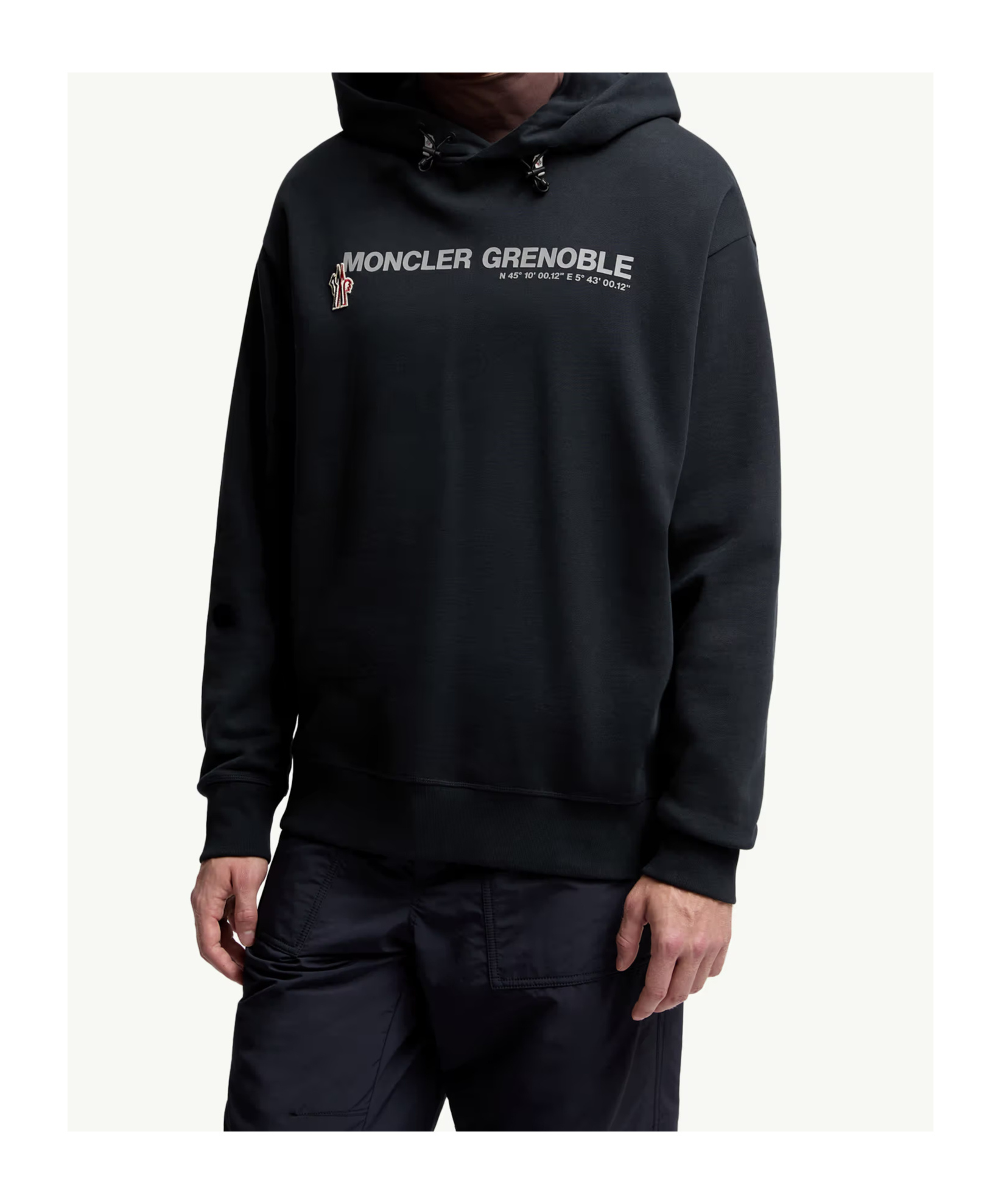 Moncler Grenoble Logo Embroidered Long-sleeved Hoodie In Blue