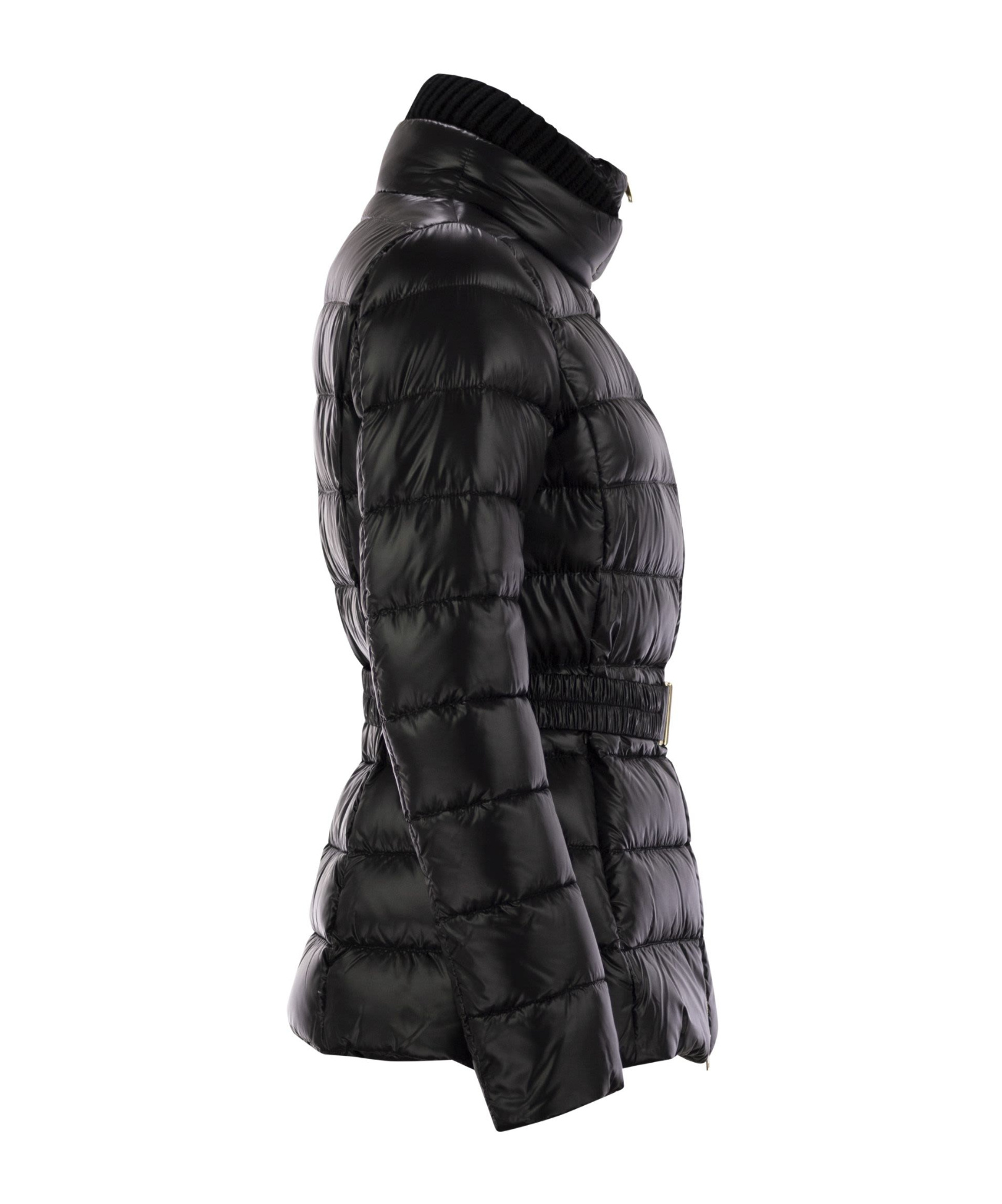 Herno Women Ultralight Nylon Down Jacket With Belt In Black