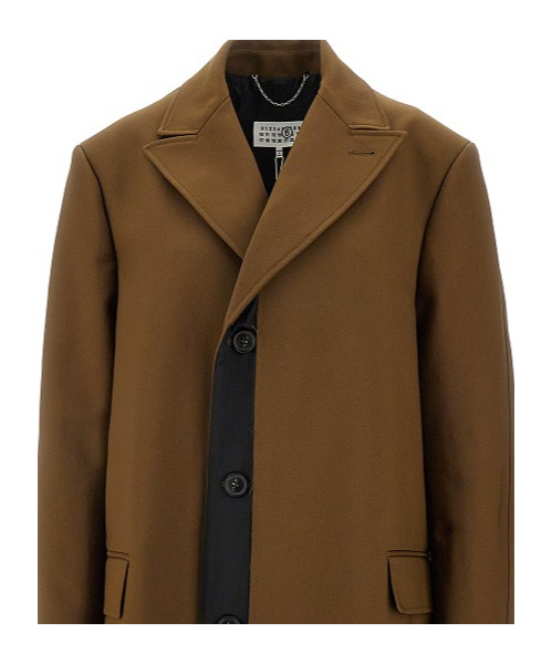 Mm6 Maison Margiela Numeric Signature Single-breasted Coat In Brown