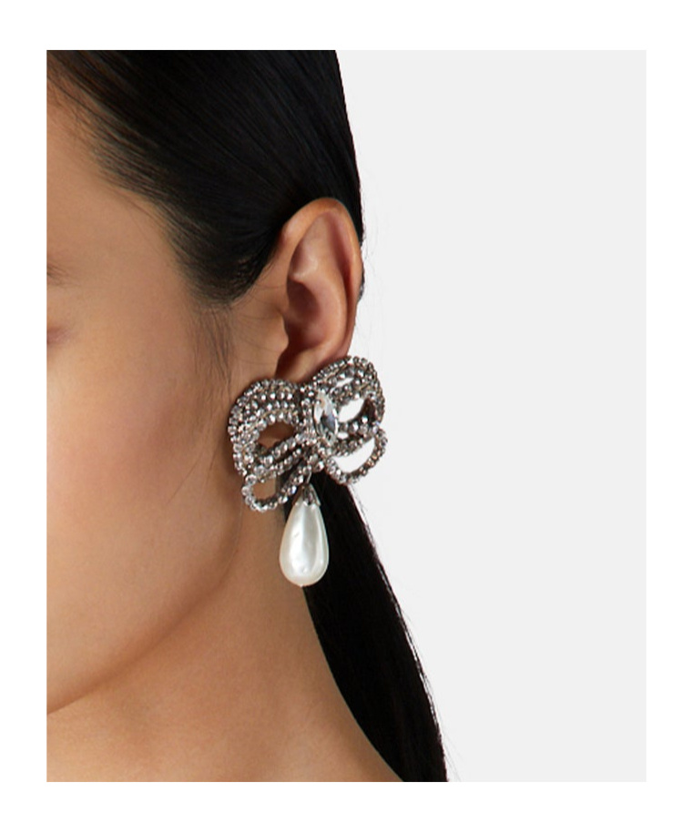 Alessandra Rich Hypoallergenic Brass Earrings In Gray