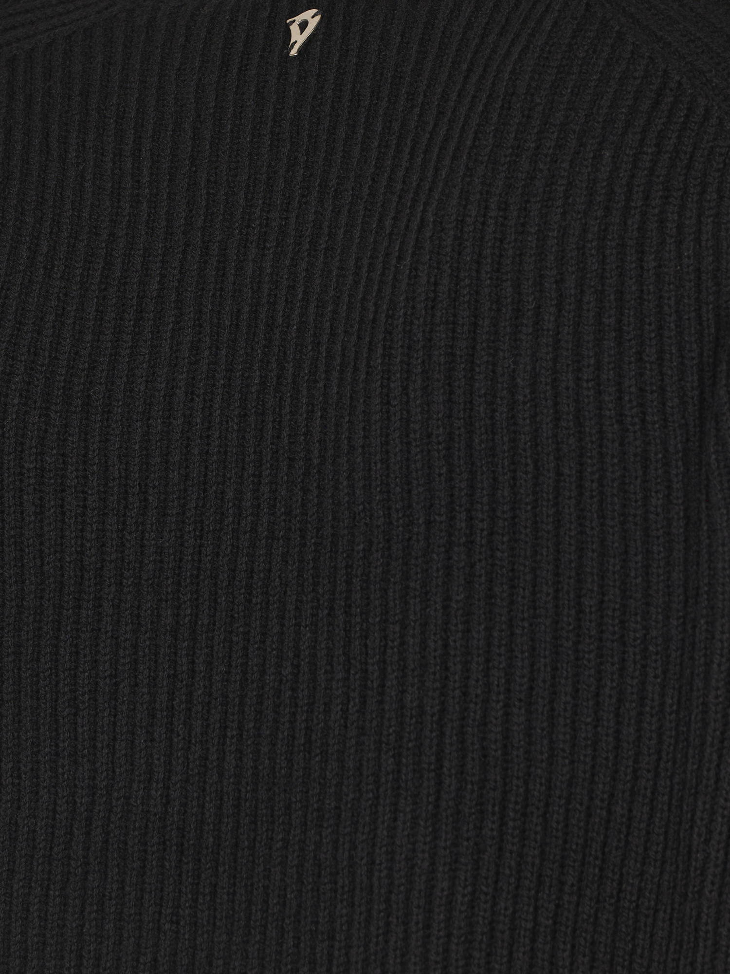 Dondup High Collar Sweater With Split Design And Textured Ribbing In Black