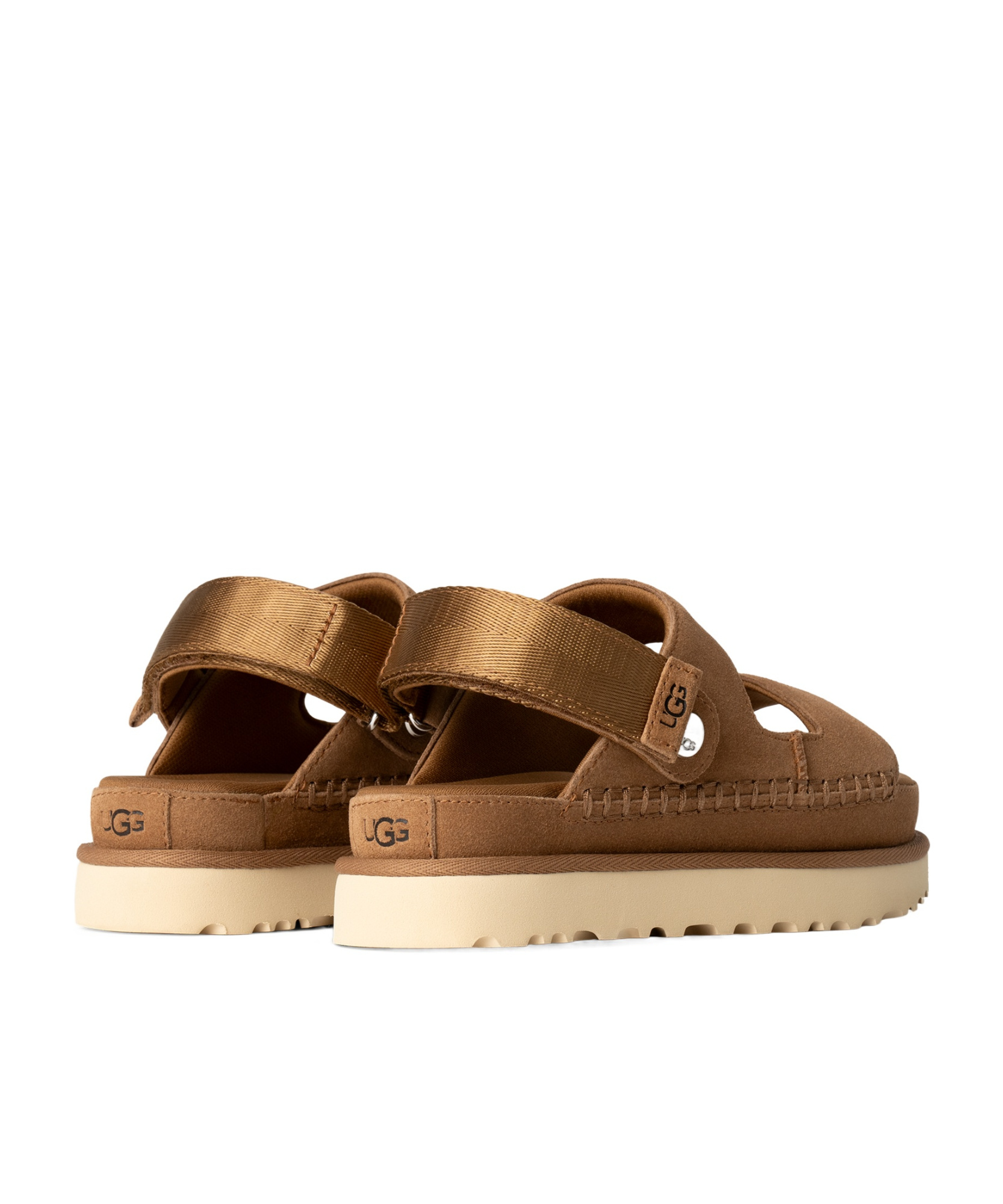 Ugg Goldenstar Glide Suede Flatform Sandals In Maroon