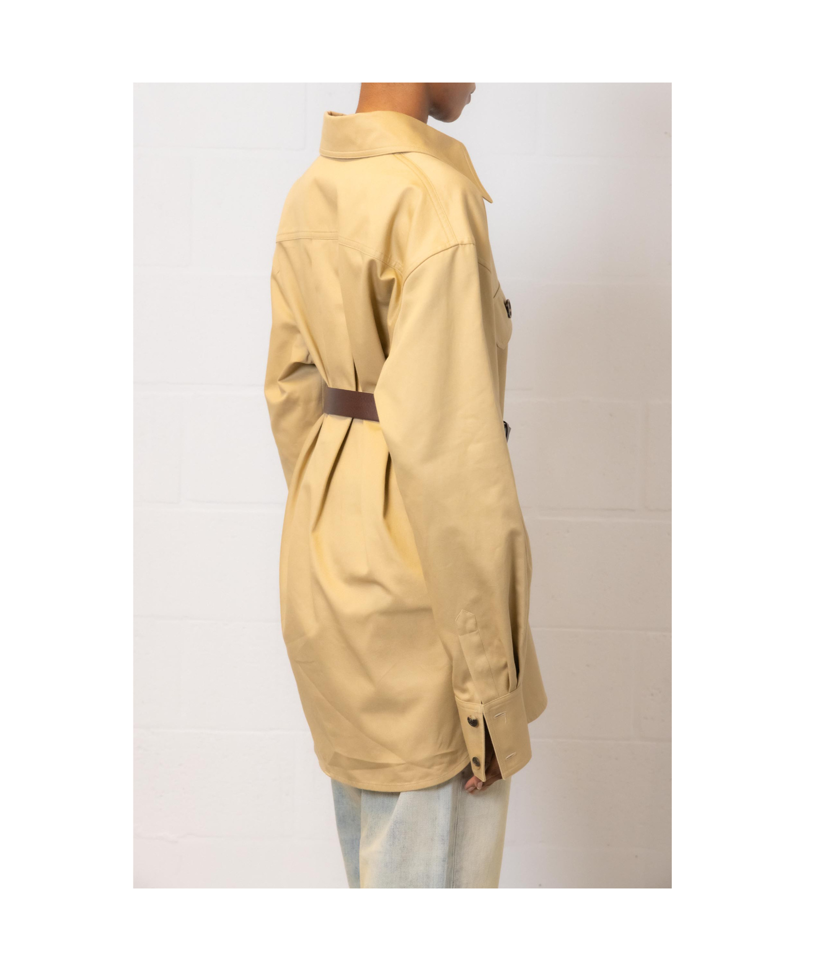 Saint Laurent Straight-point Collar Shirt In Neutral