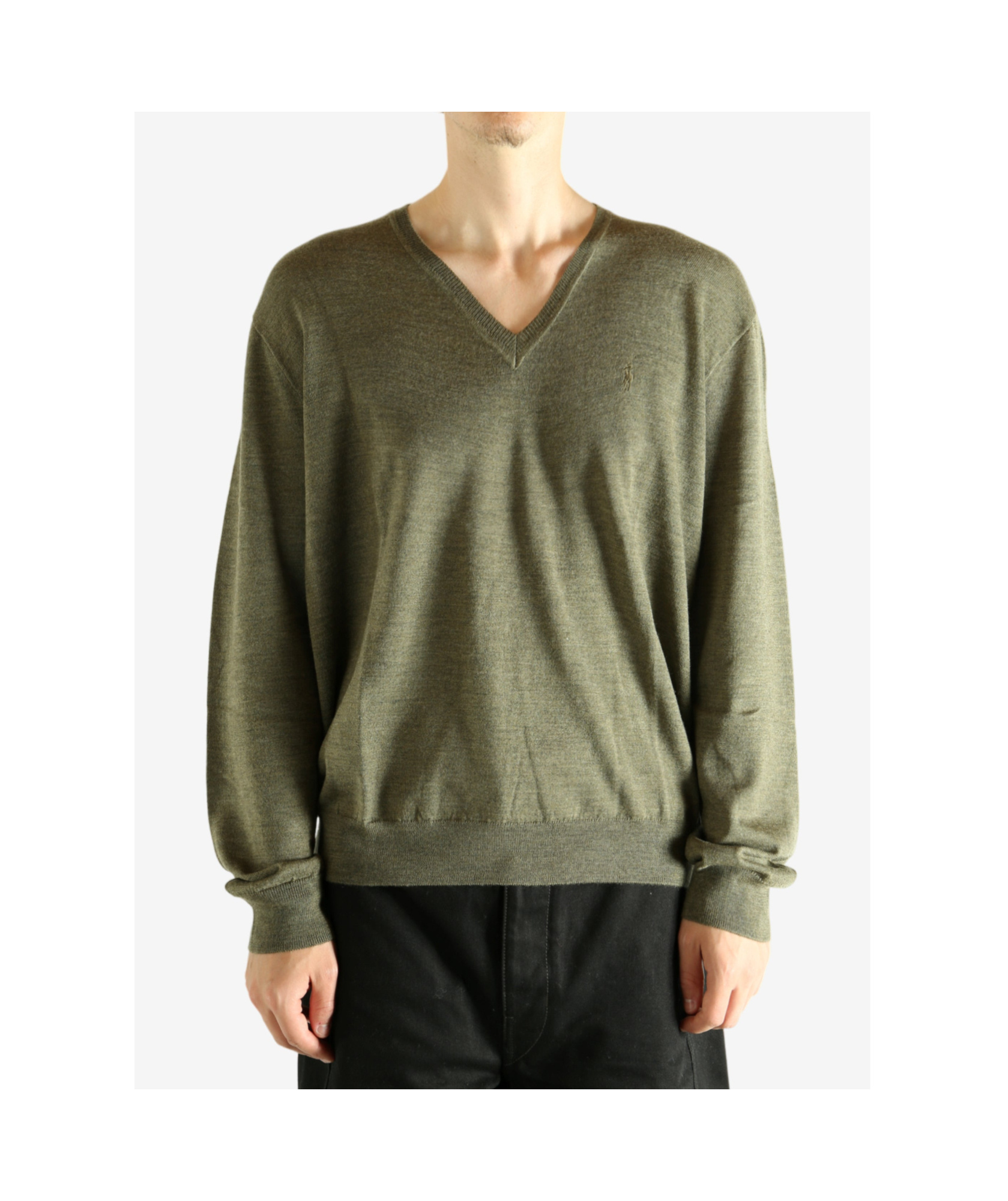 Polo Ralph Lauren Long Sleeve Merino V Neck Sweater In Green
