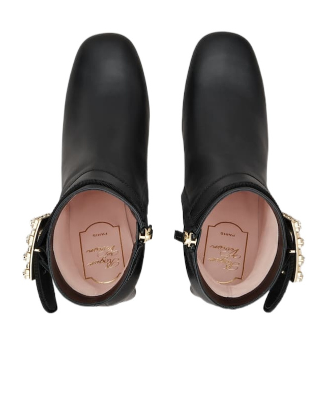 Roger Vivier Très Vivier Booties In Leather In Black