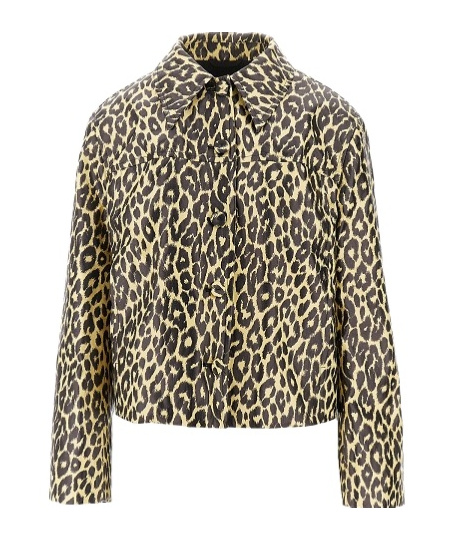 Jil Sander Leopard Print Coated Linen Jacket In Animal Print