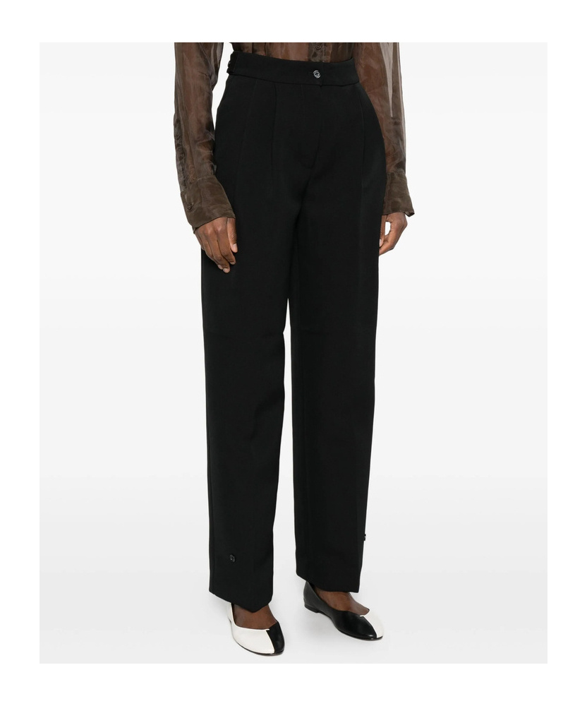 The Frankie Shop Pleated Buttoned Trousers In Black
