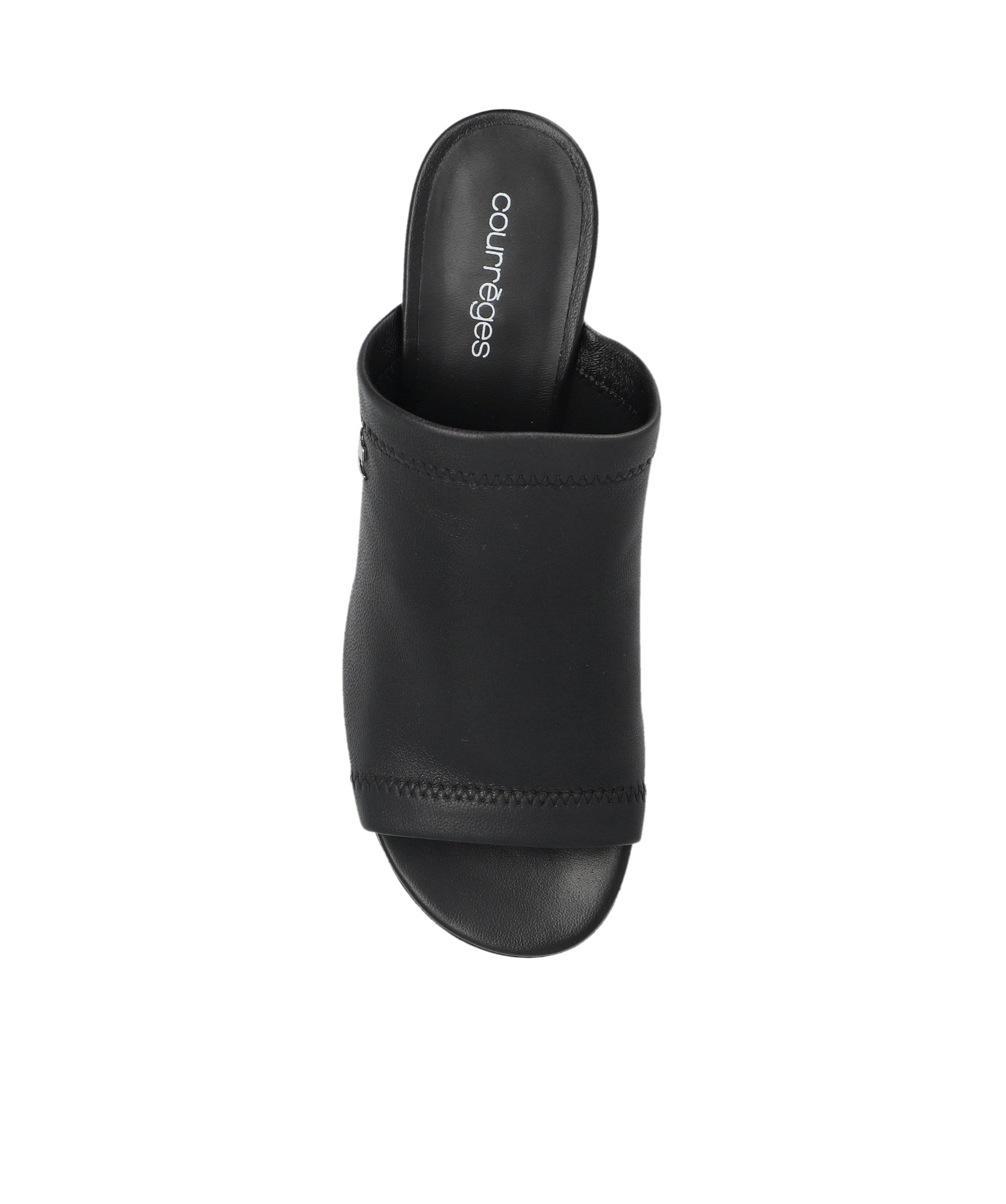 Shop Courrèges Logo Plaque Open-toe Mules In Black