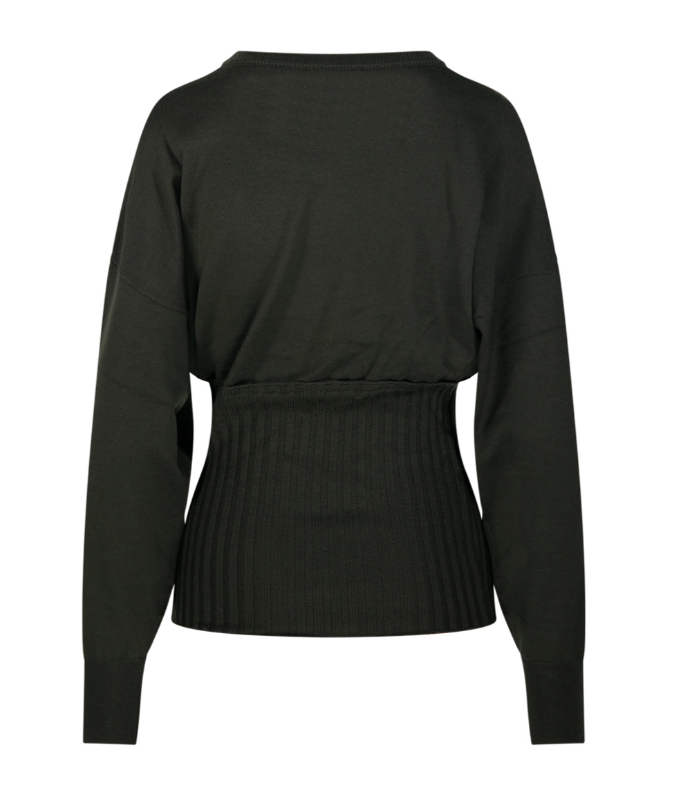 Nude Ribbed-panel Sweater In Green