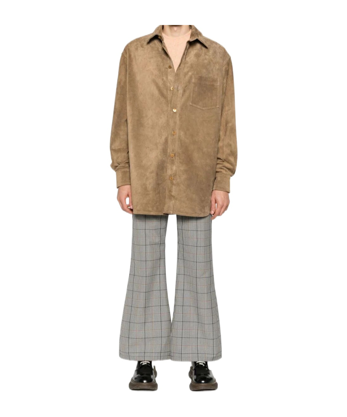 MARNI GINGHAM-CHECK FLARED TROUSERS