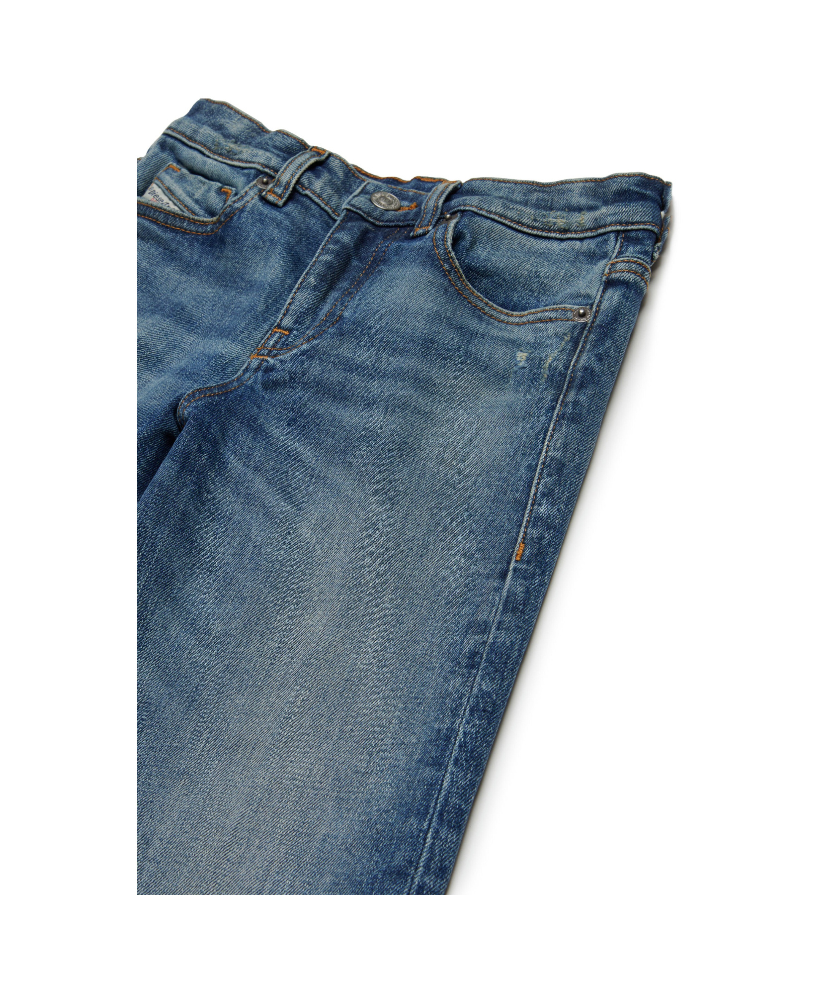 Diesel Mid Blue Flare Jeans With Distressing In Blue