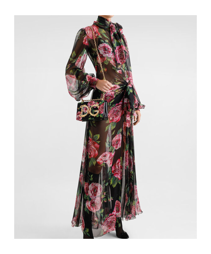 Dolce & Gabbana Floral Pattern Shoulder Bag In Nude