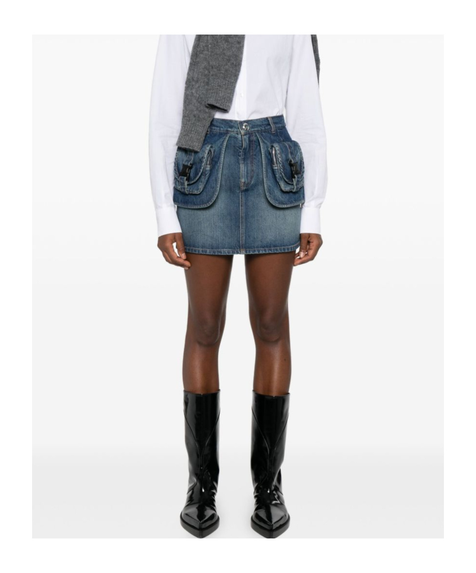 Coperni Mini Skirt With Belt Loops And Pockets In Blue