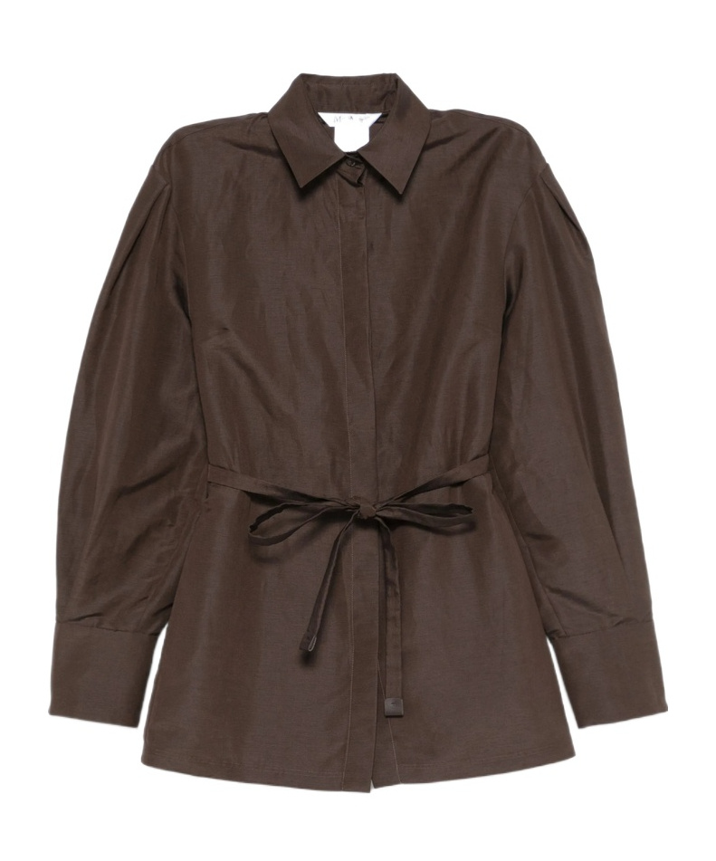 Shop Max Mara Lapel Long Sleeve Shirt In Brown