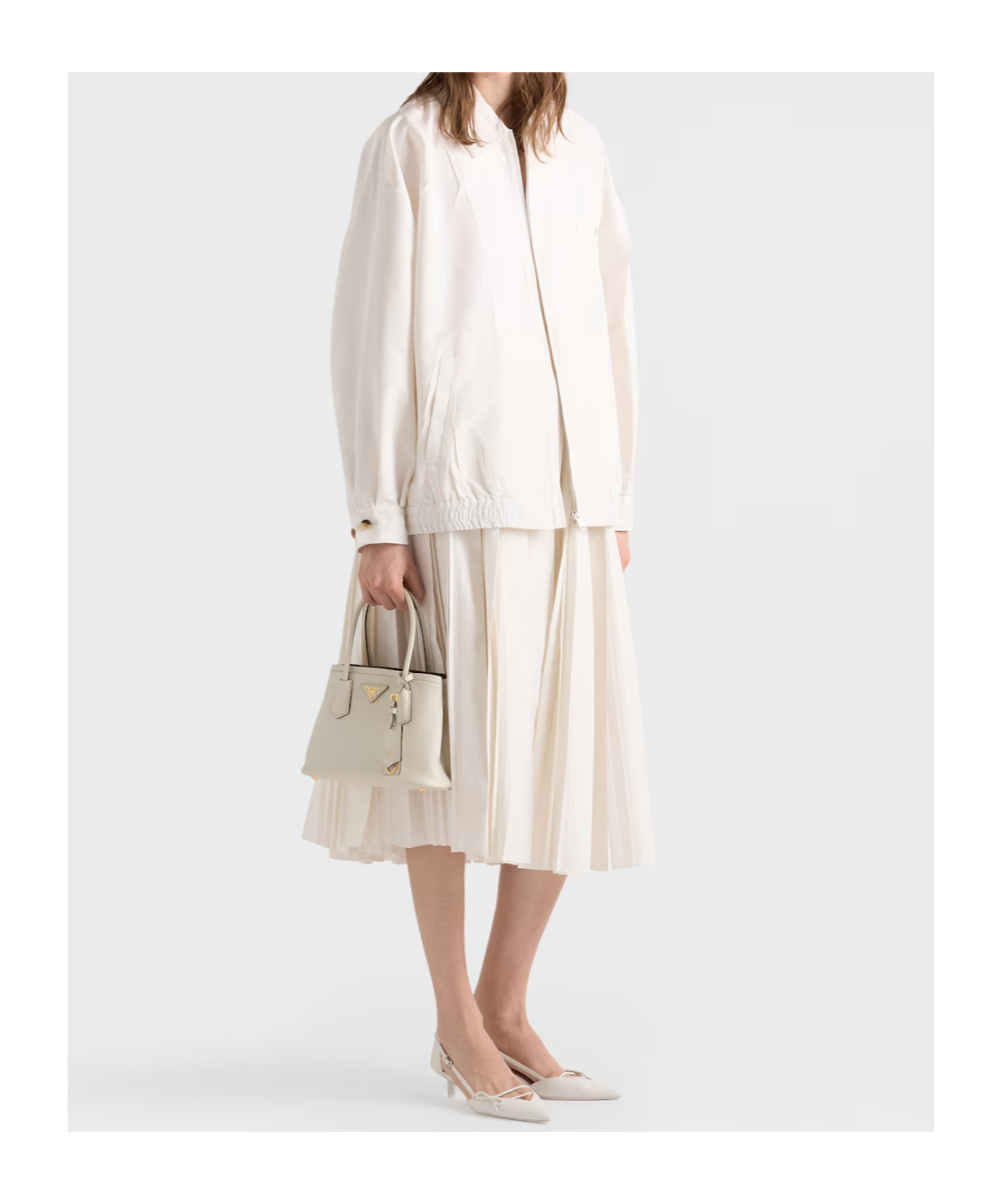 Prada Silk Faille Blouson Jacket In White