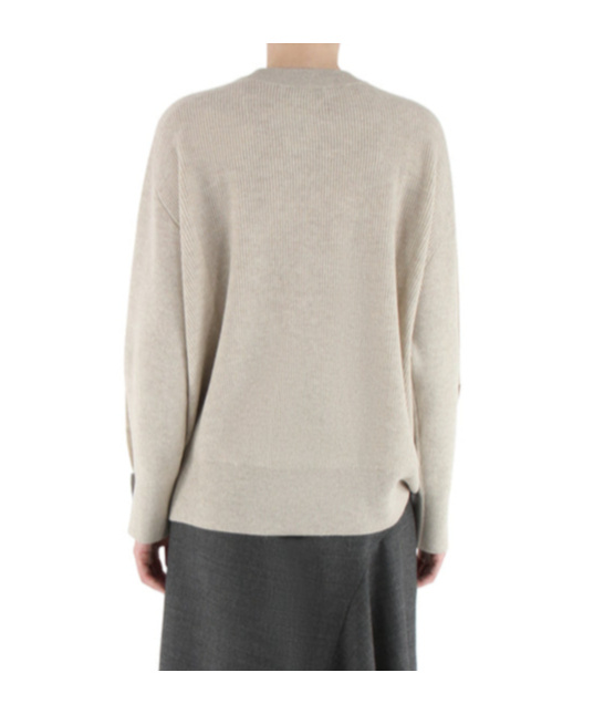 Brunello Cucinelli Crewneck Knitted Boxy Pullover In Nude