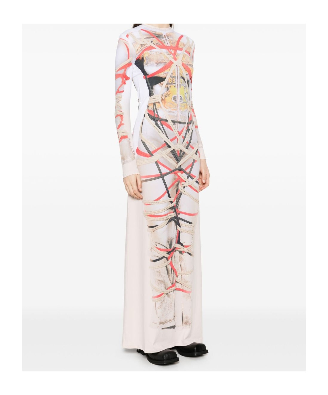 Y/project Print Maxi Dress In White